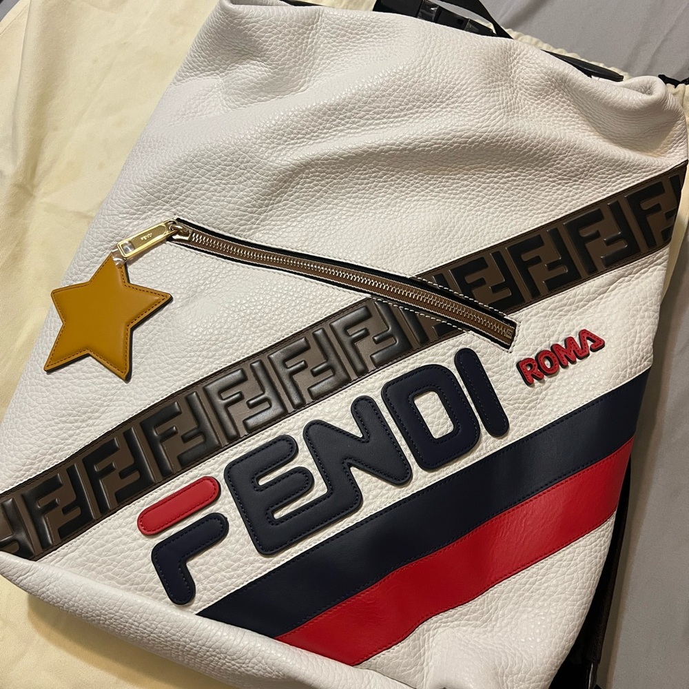 Fendi White and Black Messenger Bag